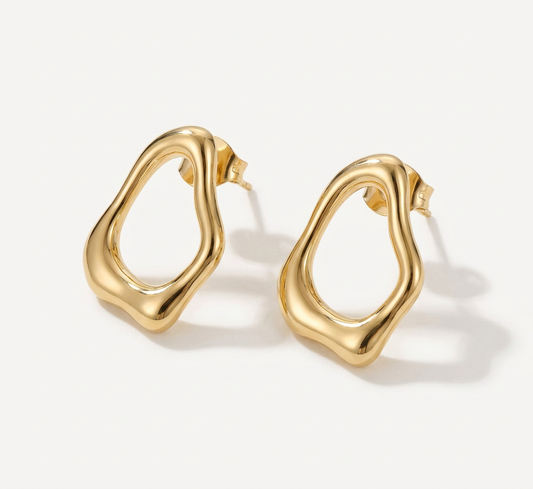 14K Gold Filled Aura Sculptural Organic Forme Stud Earrings