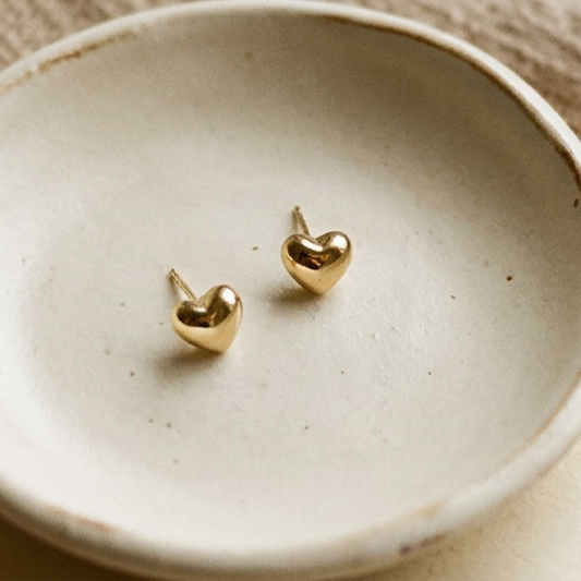 14K Polished Gold Filled Heart Stud Earrings