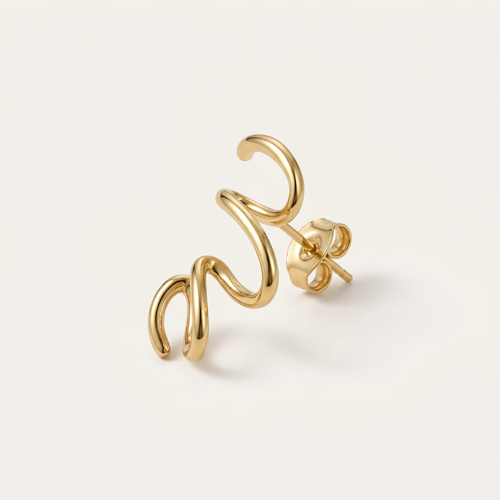 14K Gold Filled Modern Sculptural Ribbon Earrings