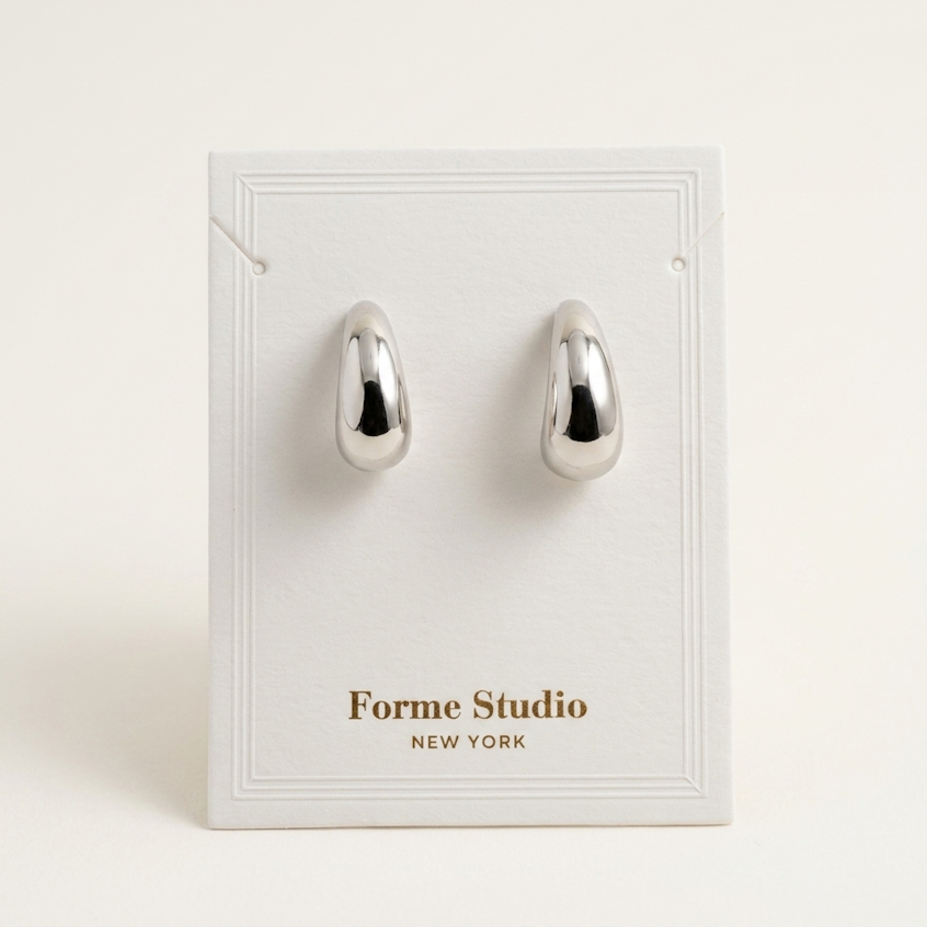 Rhodium Teardrop Stud Earrings