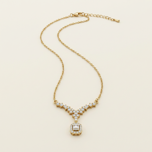 14K Gold Filled Cubic Zirconia Y-Necklace