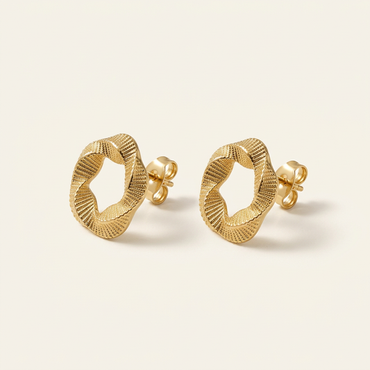 14K Gold Filled Pleated Organic Stud Earrings