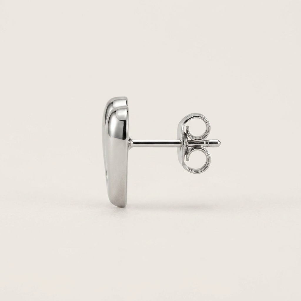 Rhodium Adore Sculptural Heart Stud Earrings