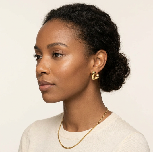 14K Gold Filled Adore Sculptural Heart Stud Earrings