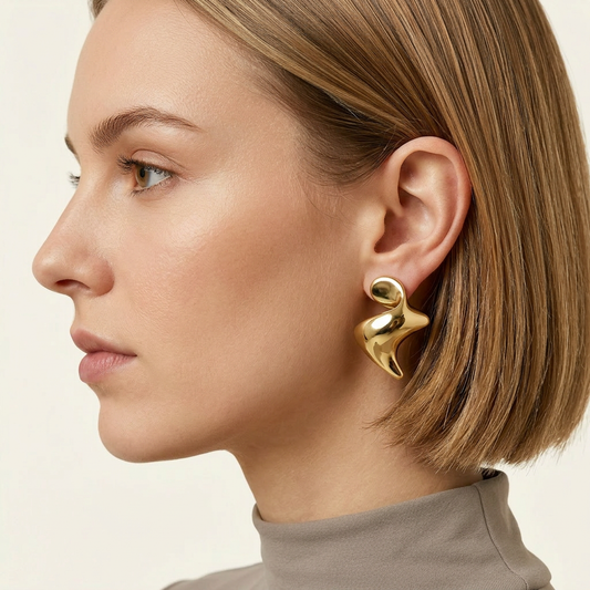 14K Gold Filled Sculptural Fluid Abstract Stud Earrings