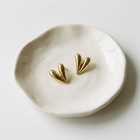14K Gold Filled Sculptural Heart Stud Earrings