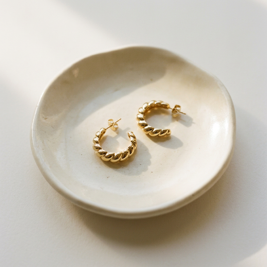 Twisted Croissant 14K Gold Filled Hoop Earrings