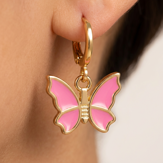 Gold Filled Reversible Butterfly Huggie Earrings