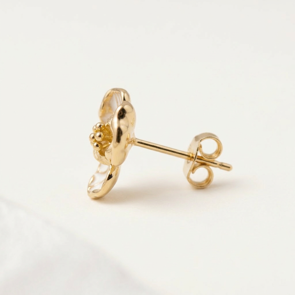14K Gold Filled Enamel Floral Stud Earrings – Organic Petal