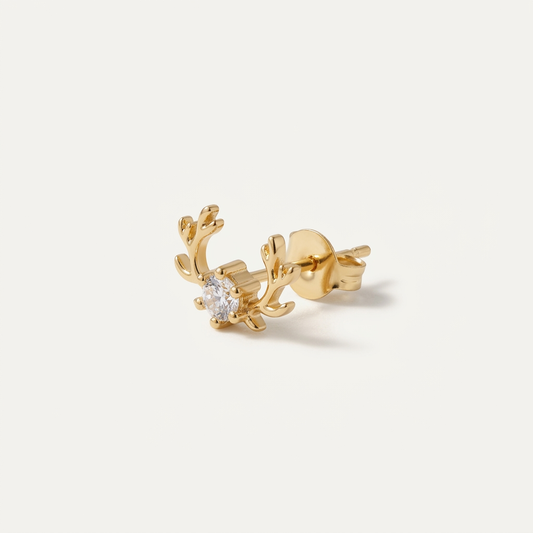 14K Gold Filled Antler and Cubic Zirconia Stud Earrings