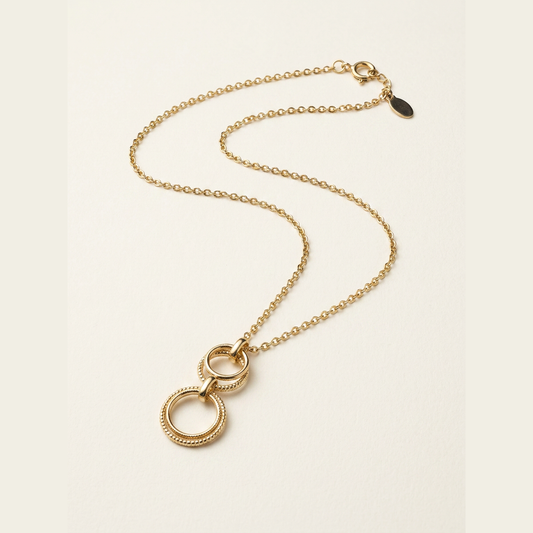 14K Gold Filled Interlocking Circles Pendant Necklace