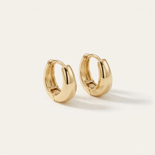 14K Gold Filled Sculptural Dome Huggie Earrings