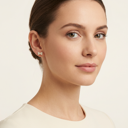 14K Gold Filled Pavé Bow Stud Earrings
