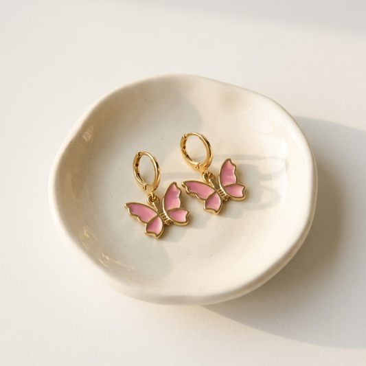 Gold Filled Reversible Butterfly Huggie Earrings