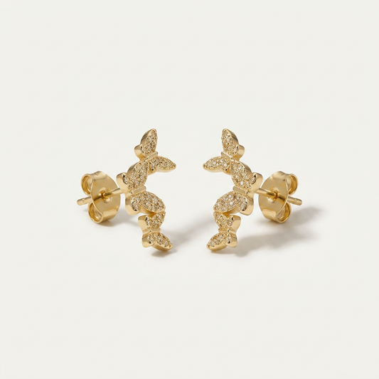14K Gold Filled Butterfly Cubic Zirconia Stud Earrings