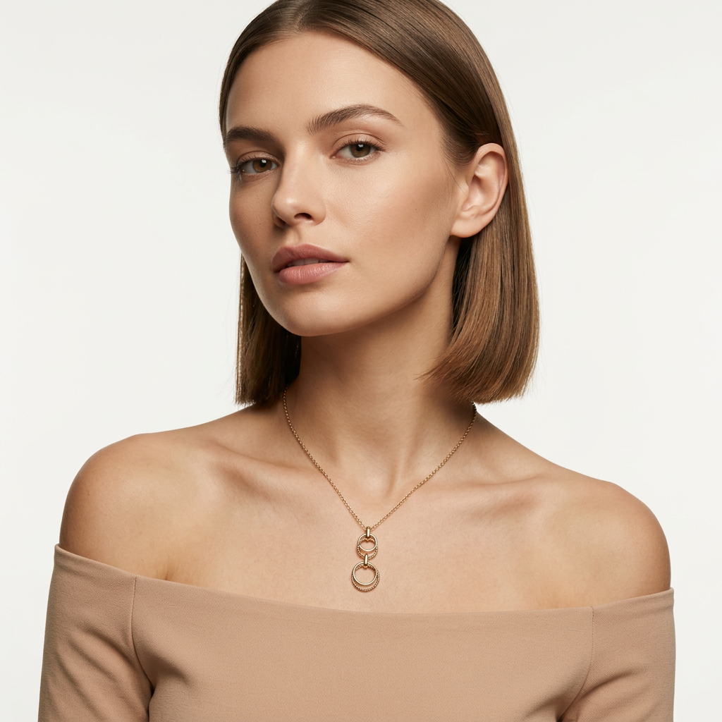 14K Gold Filled Interlocking Circles Pendant Necklace
