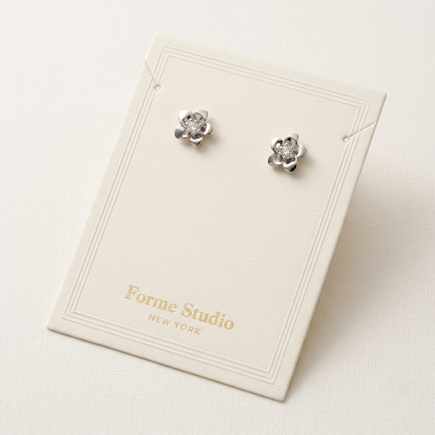 Rhodium Floral Stud Earrings