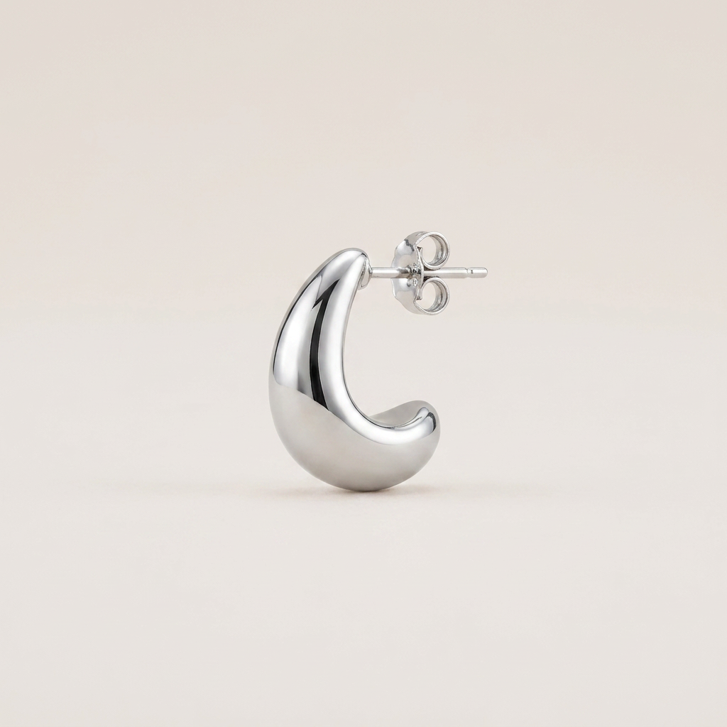 Rhodium Teardrop Stud Earrings
