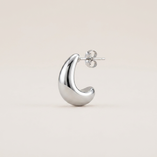 Rhodium Teardrop Stud Earrings