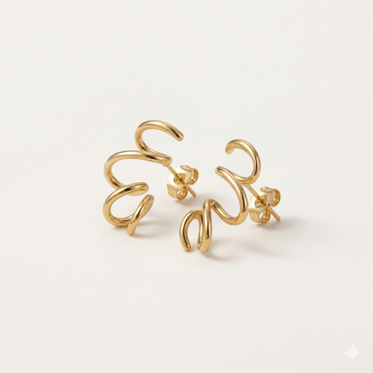 14K Gold Filled Modern Sculptural Ribbon Earrings