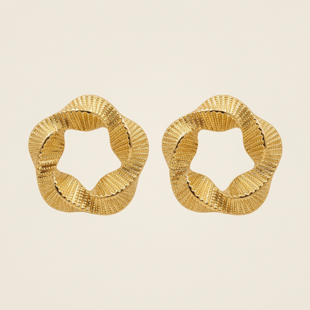 14K Gold Filled Pleated Organic Stud Earrings
