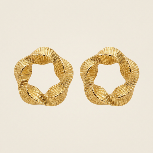 14K Gold Filled Pleated Organic Stud Earrings