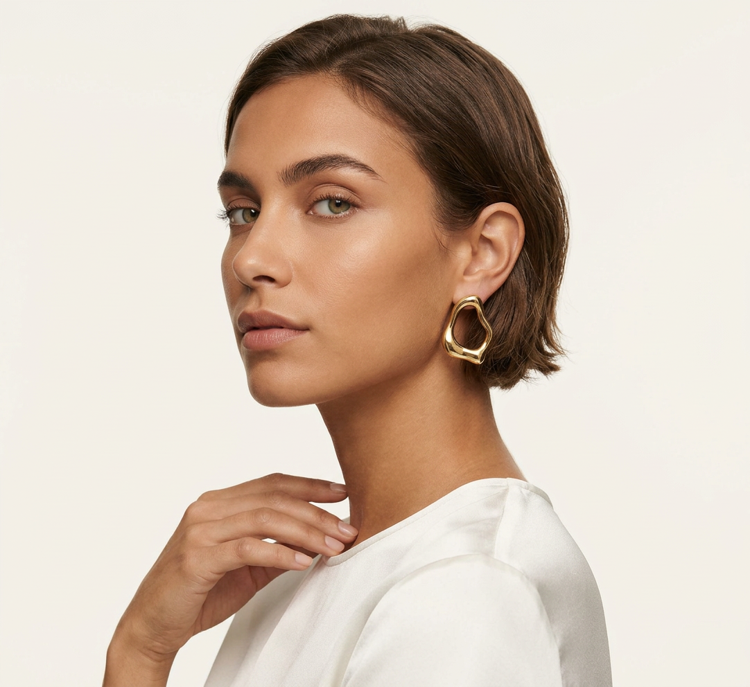 14K Gold Filled Aura Sculptural Organic Forme Stud Earrings