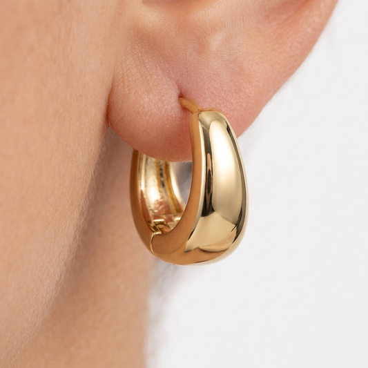 14K Gold Filled Sculptural Dome Huggie Earrings