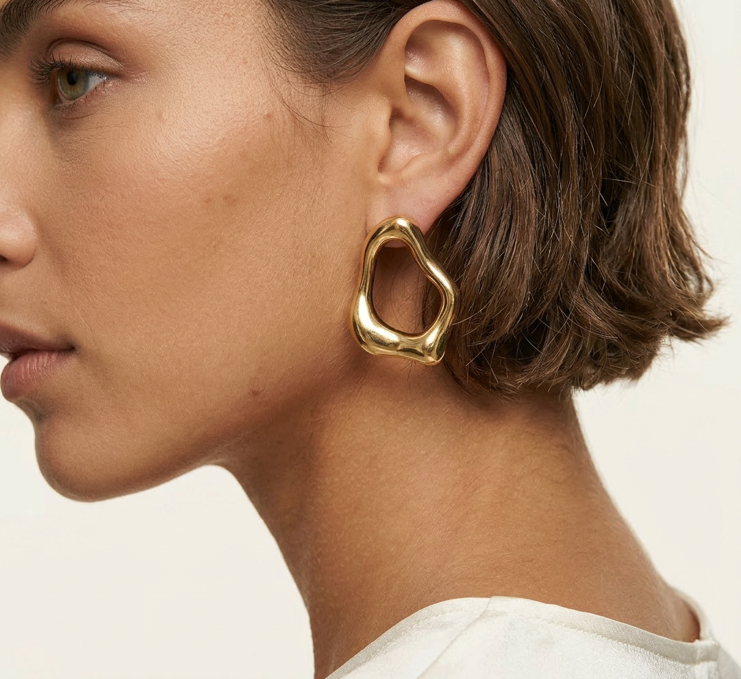 14K Gold Filled Aura Sculptural Organic Forme Stud Earrings