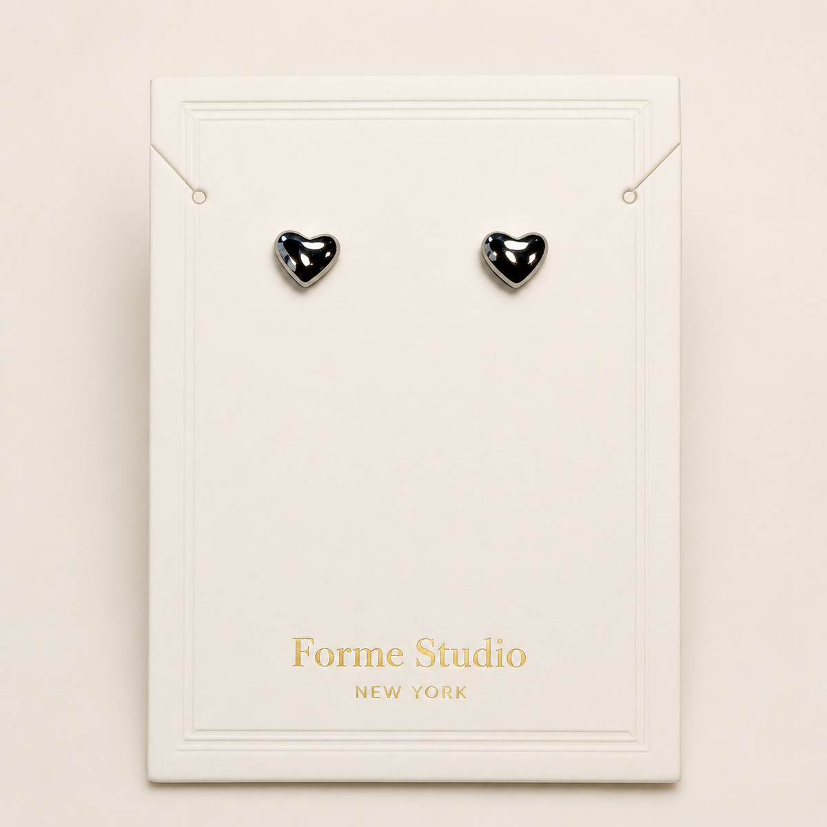 Rhodium Minimalist Heart Stud Earrings