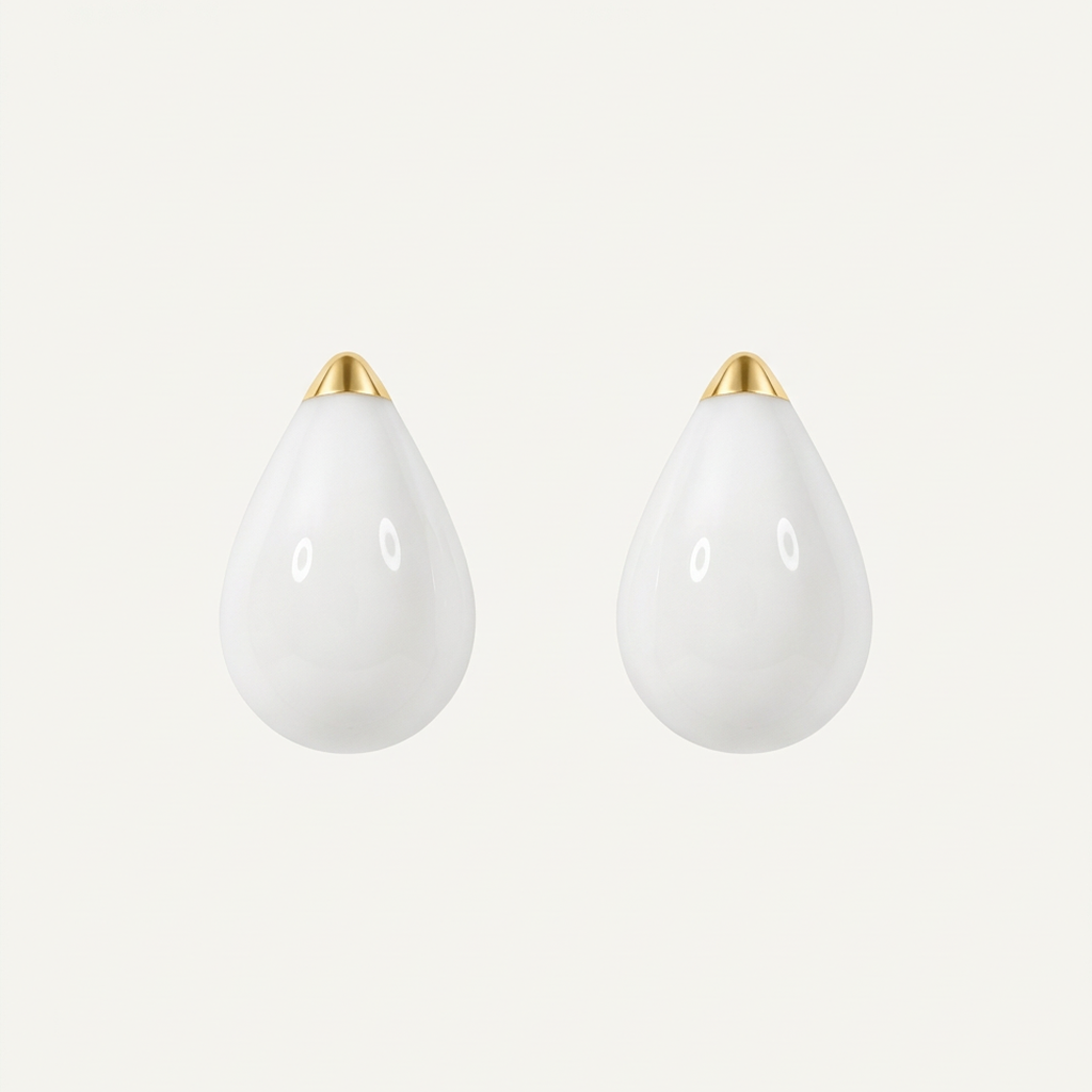 14K Gold Filled White Teardrop Gold Filled Studs