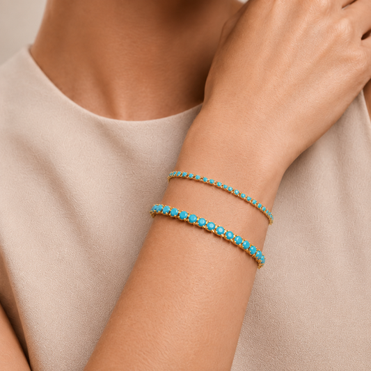14K Gold Filled Tennis Bracelet - Turquoise