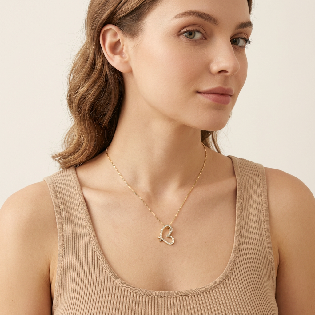 14K Gold Filled Pavé Intertwined Heart Necklace