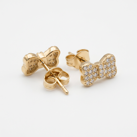 14K Gold Filled Pavé Bow Stud Earrings