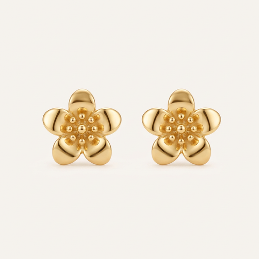 14K Gold Filled Floral Stud Earrings – Classic Bloom