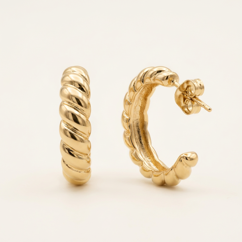 Twisted Croissant 14K Gold Filled Hoop Earrings
