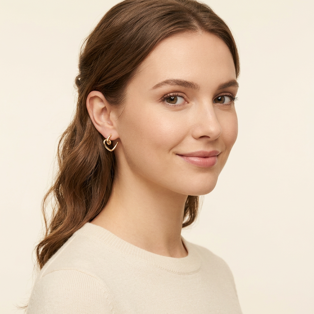 14K Gold Filled Sculptural Heart Dangle Earrings