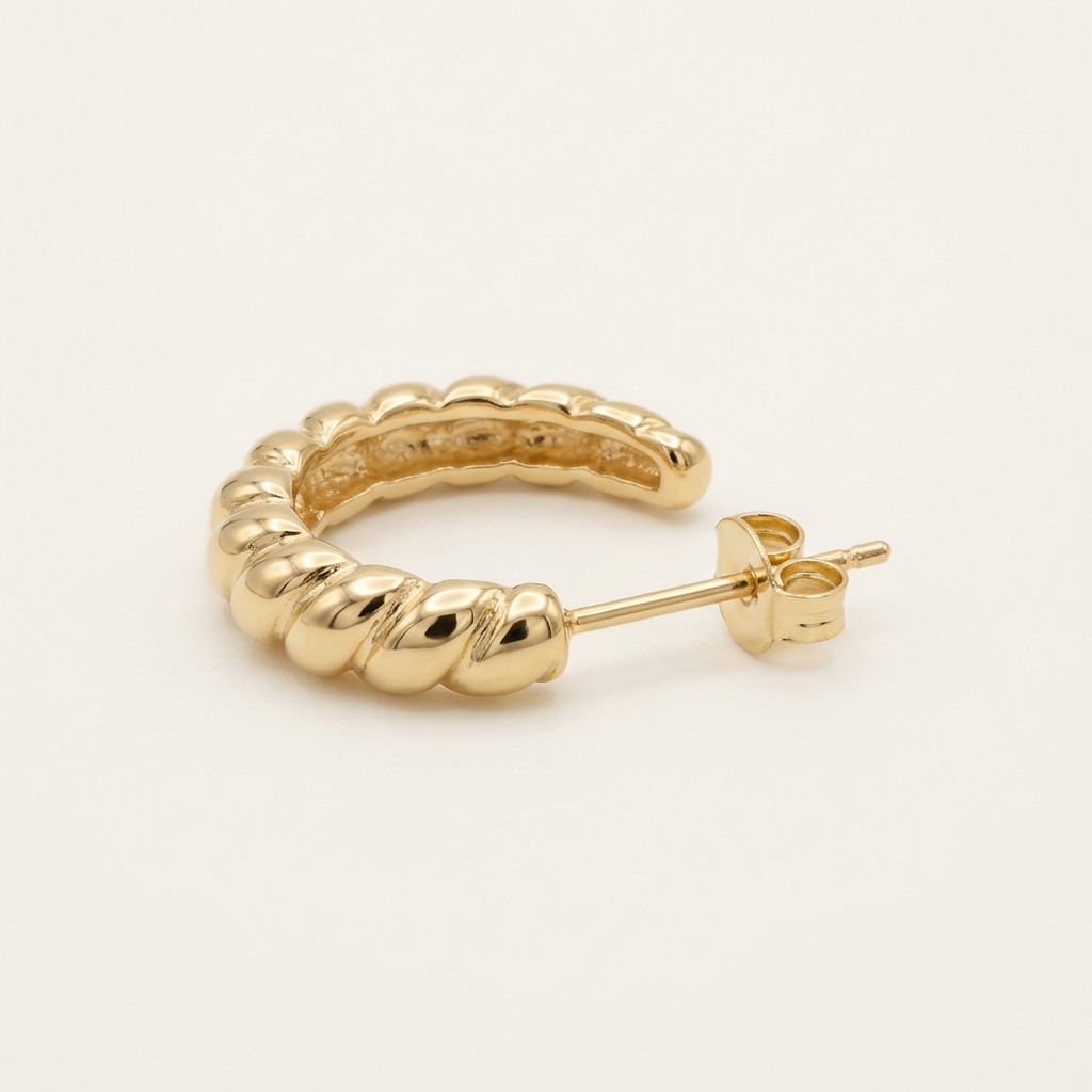 Twisted Croissant 14K Gold Filled Hoop Earrings