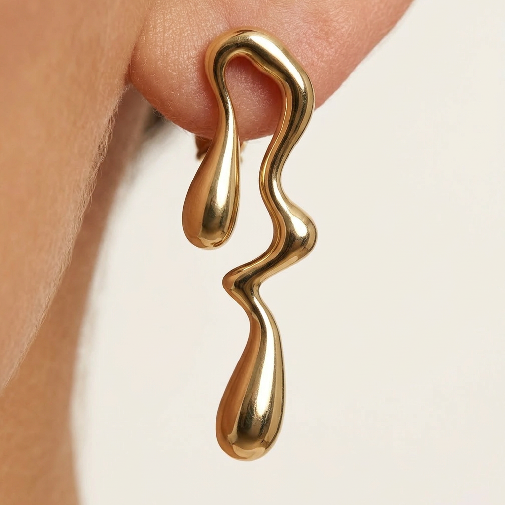14K Gold Filled Sculptural Molten Earrings
