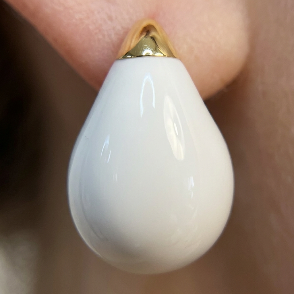 14K Gold Filled White Teardrop Gold Filled Studs