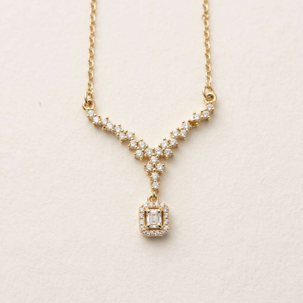 14K Gold Filled Cubic Zirconia Y-Necklace