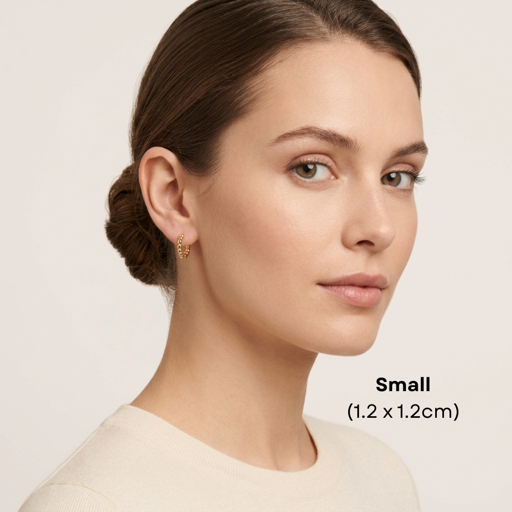 14K Gold Filled Beaded Huggie Hoop Earrings