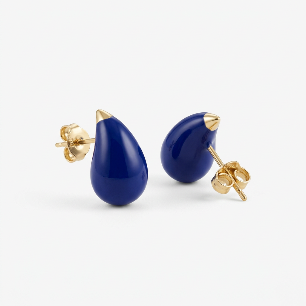 14K Gold Filled Cobalt Blue Teardrop Stud Earrings
