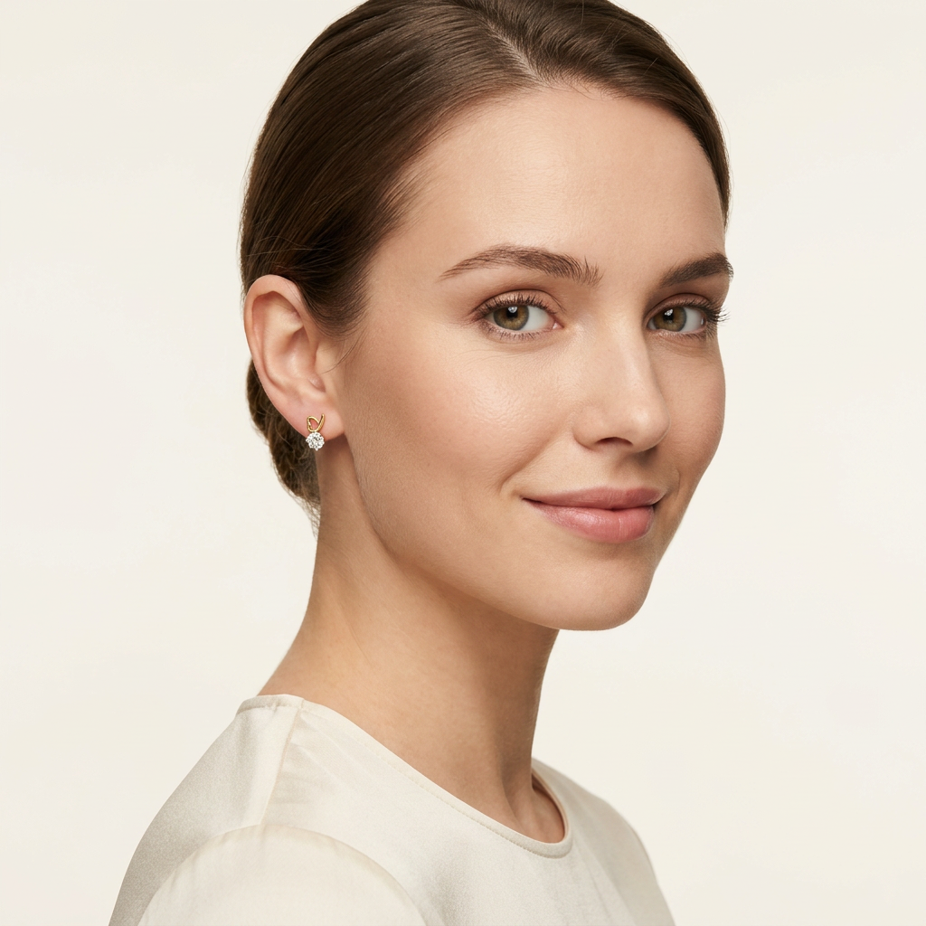 14K Gold Filled CZ Sculptural Heart Stud Earrings