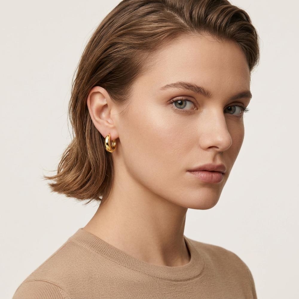 14K Gold Filled Sculptural Dome Huggie Earrings