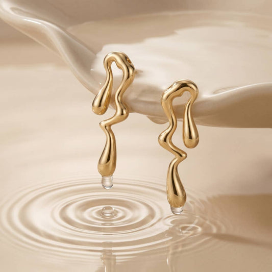 14K Gold Filled  Sculptural Molten Earrings