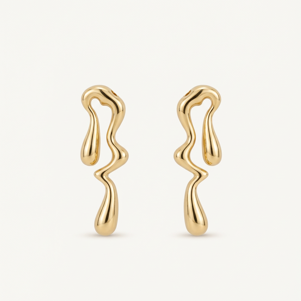 14K Gold Filled Sculptural Molten Earrings