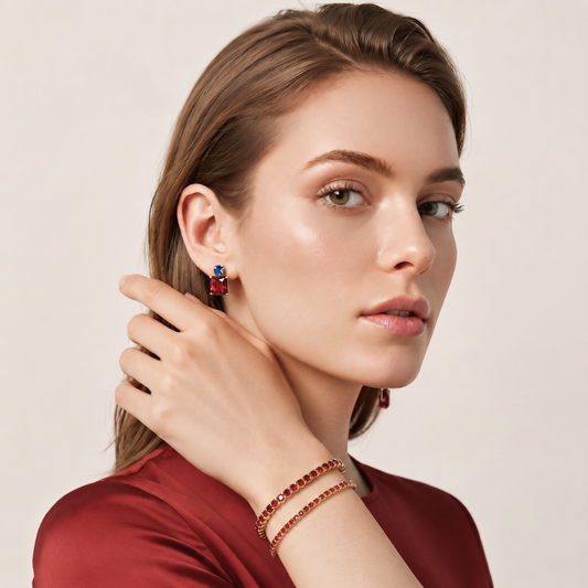 14K Gold Filled Tennis Bracelet - Ruby Red