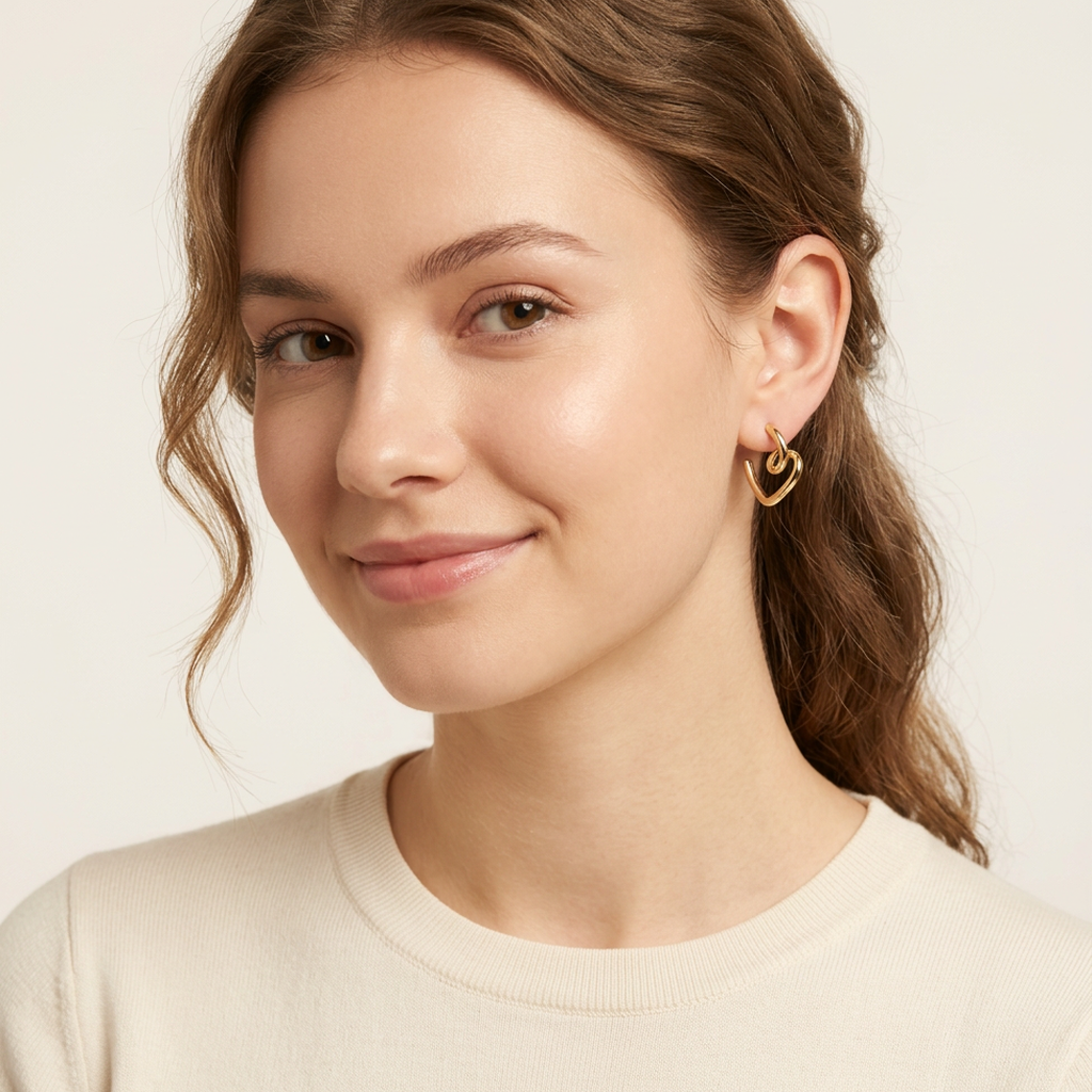 14K Gold Filled Sculptural Heart Dangle Earrings