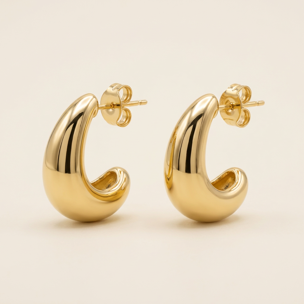 14K Polished Gold Filled Droplet Stud Earrings